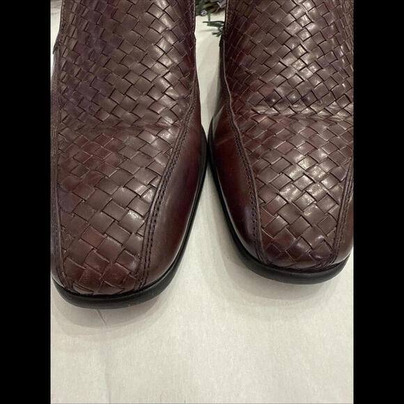 Men's Paul Fredrick Brown Woven Italian Leather Penny Loafers Size 8.5 C… - Picture 3 of 12